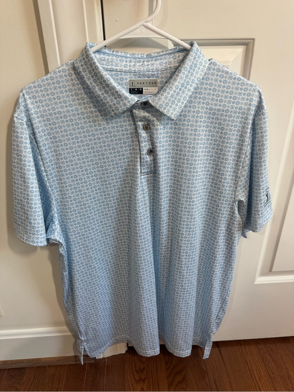 PGA TOUR Light Blue Geometric Print Polo